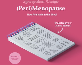 Clear Stamp Set | Perimenopause (4x6): 24 photopolymer stamps for scrapbooking, planners, journals (menopause, hot flashes, hormones)