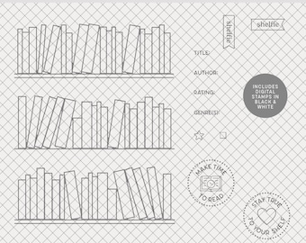 Digital Stamps | Shelfie : Digital Scrapbooking • photo overlays for Project Life, planners • reading books read genres bookshelf library