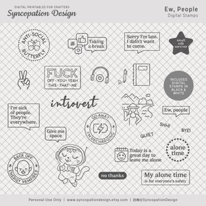 Timbres numériques | Ew, People : scrapbooking numérique • superpositions de photos pour Project Life, agendas, fabrication de cartes • introverti empathique humanité timide