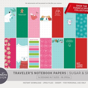 Notitieboek voor reizigers | Sugar & Spice: digitaal scrapbookpapier • Kaarten maken (Santa Winter Christmas Cat Dog Sassy Snarky Snow december)