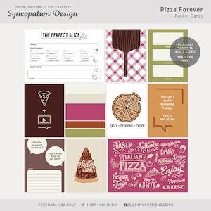 Taschenkarten | Pizza Forever : Digitales Scrapbooking • Journal • Project Life (Pizza lecker Käse lecker Essen Tomatenscheibe heiß Komfort Mangia)