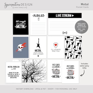 Pocket Cards | Metal : Digital Scrapbooking • Project Life (Music Heavy Metal Headbanger Concert Guitar Metalhead Rock Band Loud)