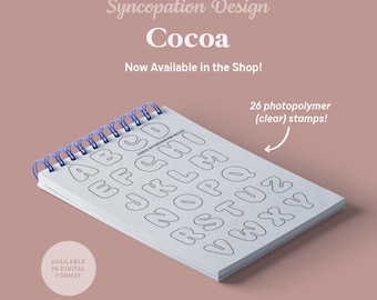 Clear Stamp Set | Cocoa (4x6) : 26 stamps for scrapbooks, journals, planners, card making • uppercase alphabet