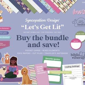 Bundle | Let's Get Lit : Digital Scrapbooking Kit • Journaling • Ephemera • Card Making (130 pieces)