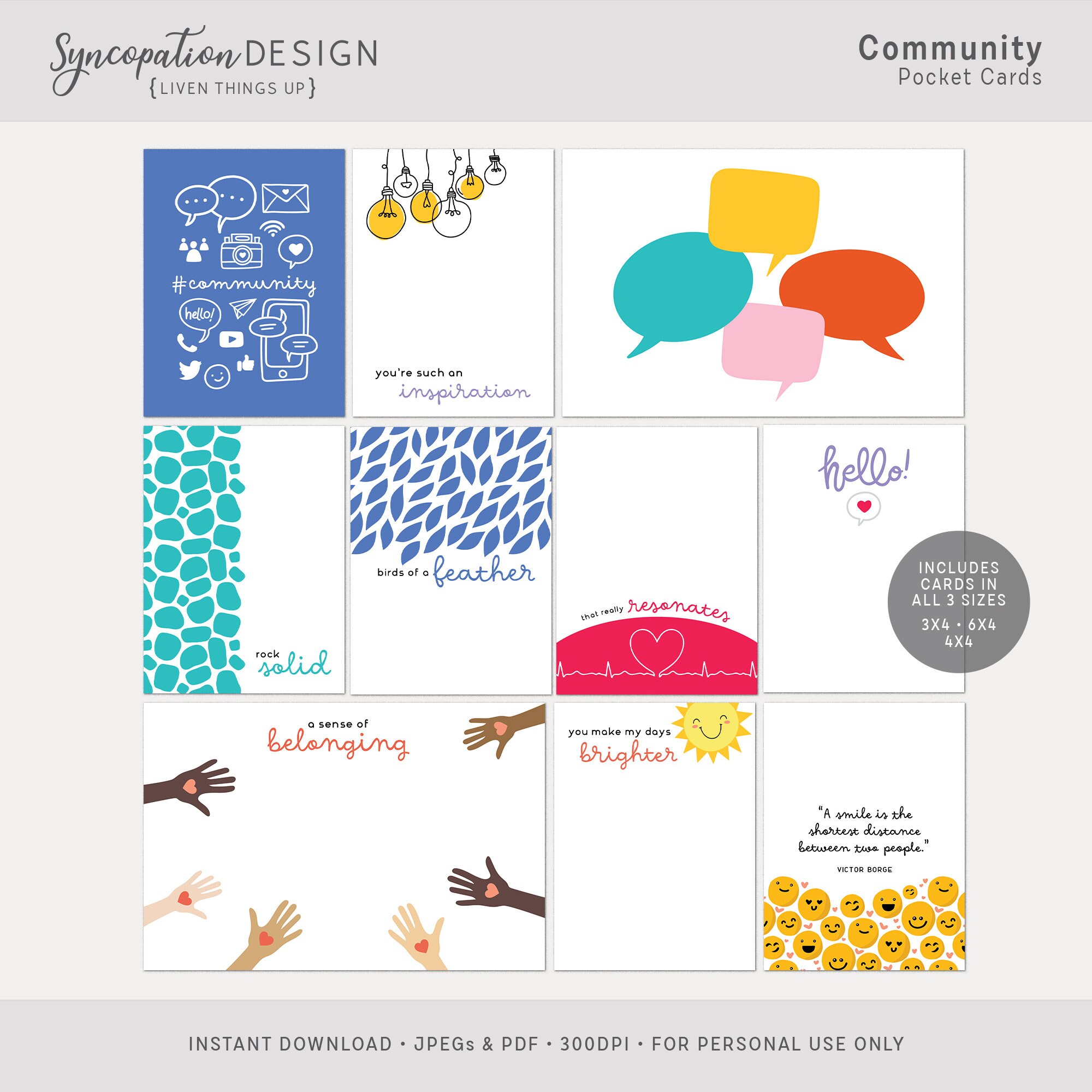 Pocket Cards Community : Digital Scrapbooking journal Cards - Etsy