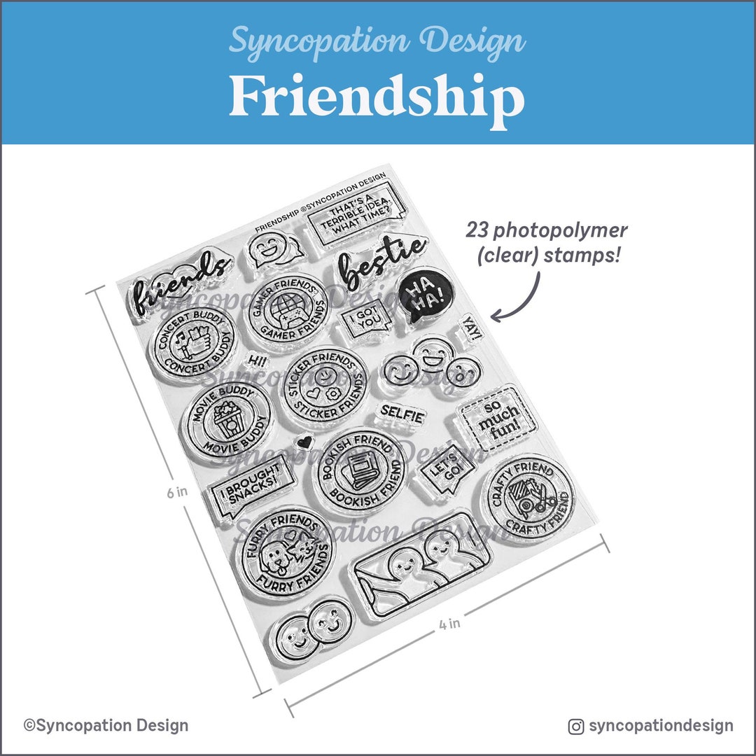 Clear Stamp Set | Friendship (4x6): 23 Photopolymer Stamps for ...
