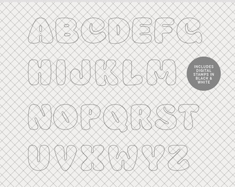 Digital Stamps | Cocoa : PNGs + brushes for scrapbooking, planners, journals (upper case alphabet)