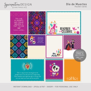 Cartes de visite | Día de Muertos : Scrapbooking numérique • Project Life (Le jour des morts, Coco se souvenir du crâne du Mexique en hommage à milagro)
