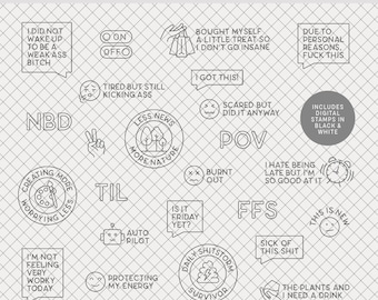 Sellos digitales / Energía de hoy: Scrapbooking digital • Pinceles para scrapbooking, agendas, diarios (estado de ánimo, vibraciones, introvertido)