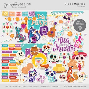 Elementos | Dia de Muertos: Scrapbooking Digital (Projeto Vida • Scrapbooking de Bolso • Dia dos Mortos em homenagem à caveira mexicana Milagro)