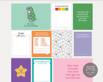 Pocket Cards | Ew, People : Digital Scrapbooking • Project Life • Pocket Scrapbook (introvert, empath, recharge, take a break, social media)
