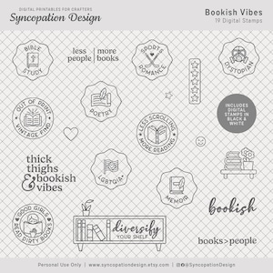 Timbres numériques | Bookish Vibes : scrapbooking numérique • superpositions de photos pour Project Life, agendas, fabrication de cartes • lecture de livres lire les genres