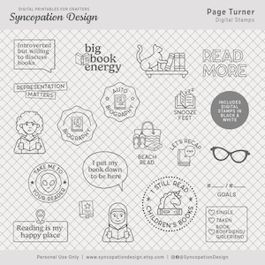 Timbres numériques | Tourne-page : scrapbooking numérique • superpositions de photos pour Project Life, agendas, fabrication de cartes • lecture de livres lisez les genres