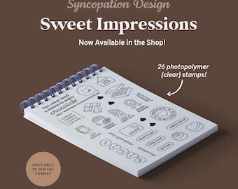 Clear Stamp Set | Sweet Impressions (4x6) : 26 stamps for scrapbooks, journals, planners, card making • chocolate cacao cocoa sweet