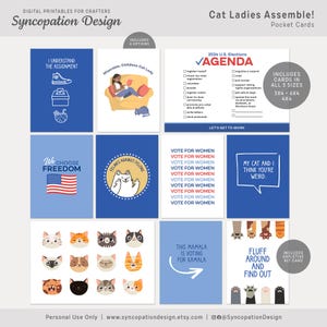 Pocket Cards | Cat Ladies Assemble! : Digital Scrapbooking (Harris Vance childless cat ladies lady vote Democrat election weird cats LFG)