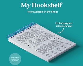Klar Stempel Set | My Bookshelf (4x6): 21 Stempel für Scrapbook, Journals • Tracker Bücher Ziele Literatur Bibliothek Bücherwurm