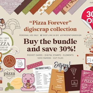 Bundel | Pizza Forever: Digital Scrapbooking • Journal • Project Life (pizza yum kaas smakelijk eten tomaat plak comfort)