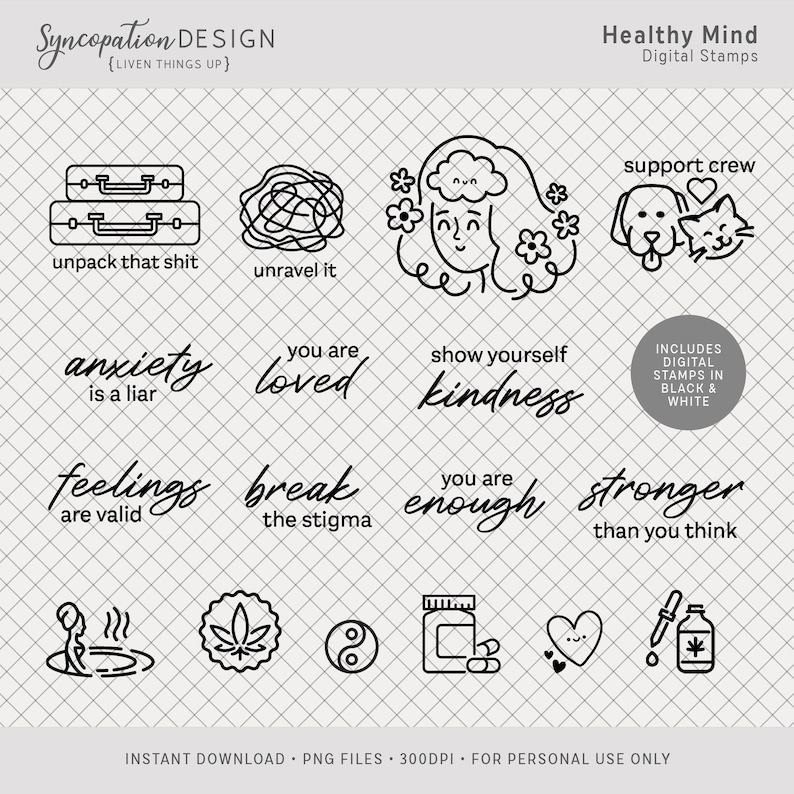 BUNDLE Healthy Mind : Digital Scrapbooking mental health, anxiety, depression, boundaries, therapy, narcissist, trauma, OCD, healing image 4