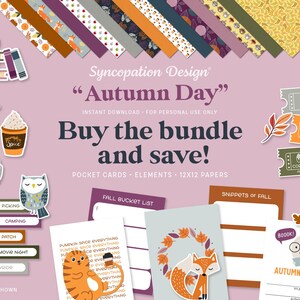 Bundle | Autumn Day : Digital Scrapbooking Kit • Journaling • Ephemera • Card Making (110 pieces)