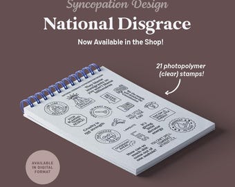 Clear Stamp Set | National Disgrace (4x6) : 21 stamps for scrapbooks, journals, planners • current events news trump history president
