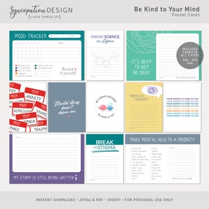 Zakkaarten | Wees lief voor je geest: digitale scrapbooking (geestelijke gezondheid, depressie, angst, PTSS-therapie, genezing, stigma, antidepressivum)