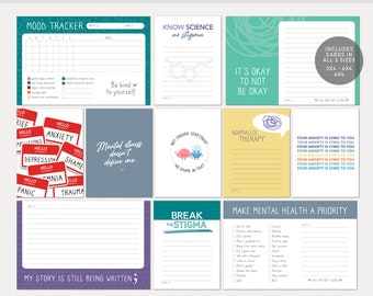 Pocket Cards | Be Kind to Your Mind : Digital Scrapbooking (Mental Health Depression Anxiety PTSD Therapy Healing Stigma Antidepressant)