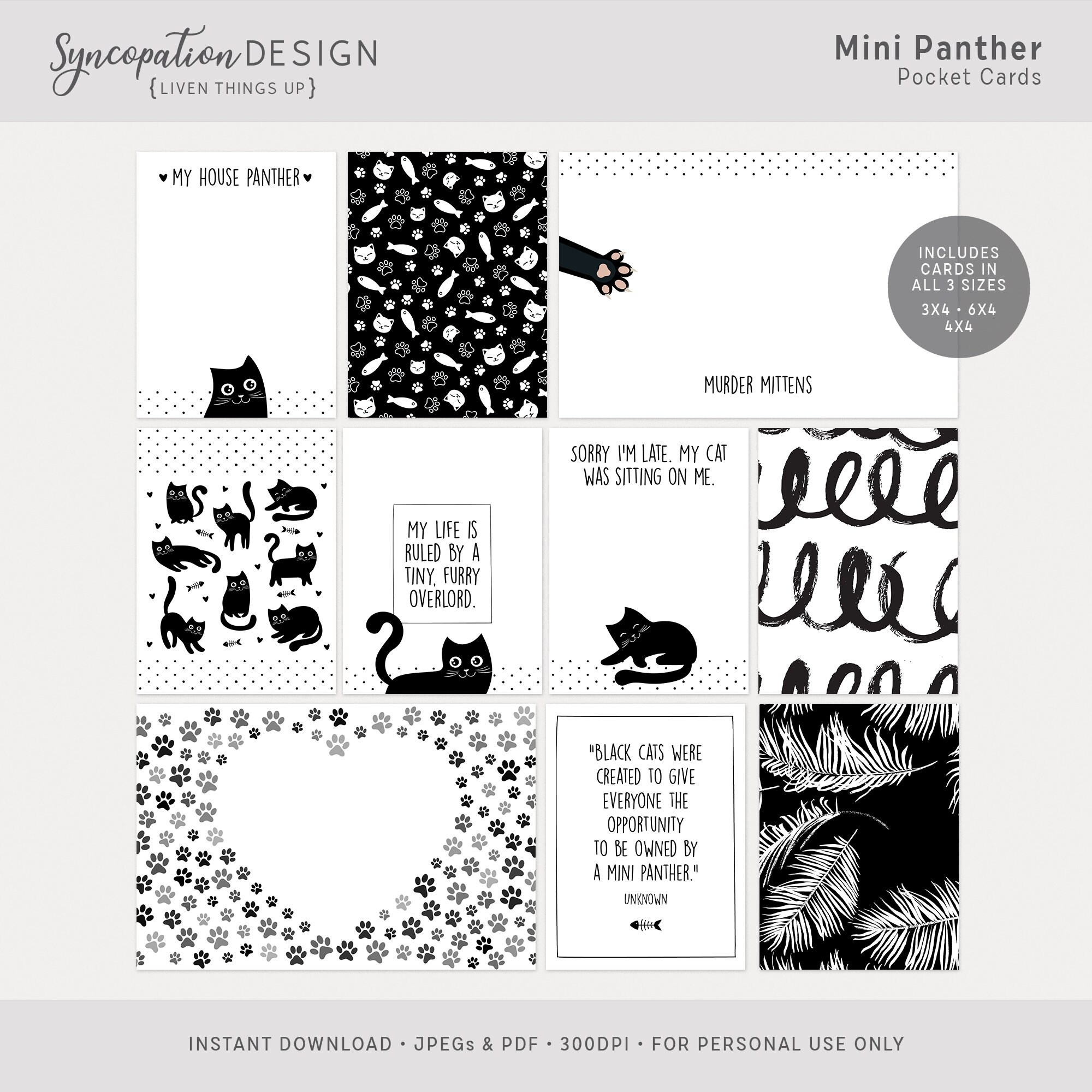 Pocket Cards Mini Panther : Digital Scrapbooking Project - Etsy