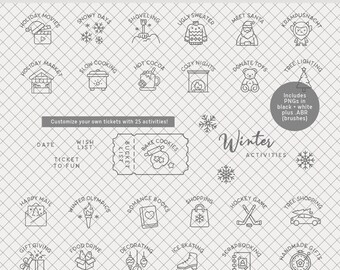 Digital Stamps + Brushes | Ticket to Winter : Digital Scrapbooking (photo overlay, planner • December Christmas holiday list activity)