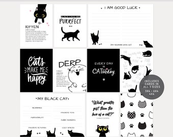 Pocket Cards | Black Cat Club : Digital Scrapbooking (Project Life • Pocket Scrapbooking • Cat Kitten Kitty Purrfect Panther Pets Meow)