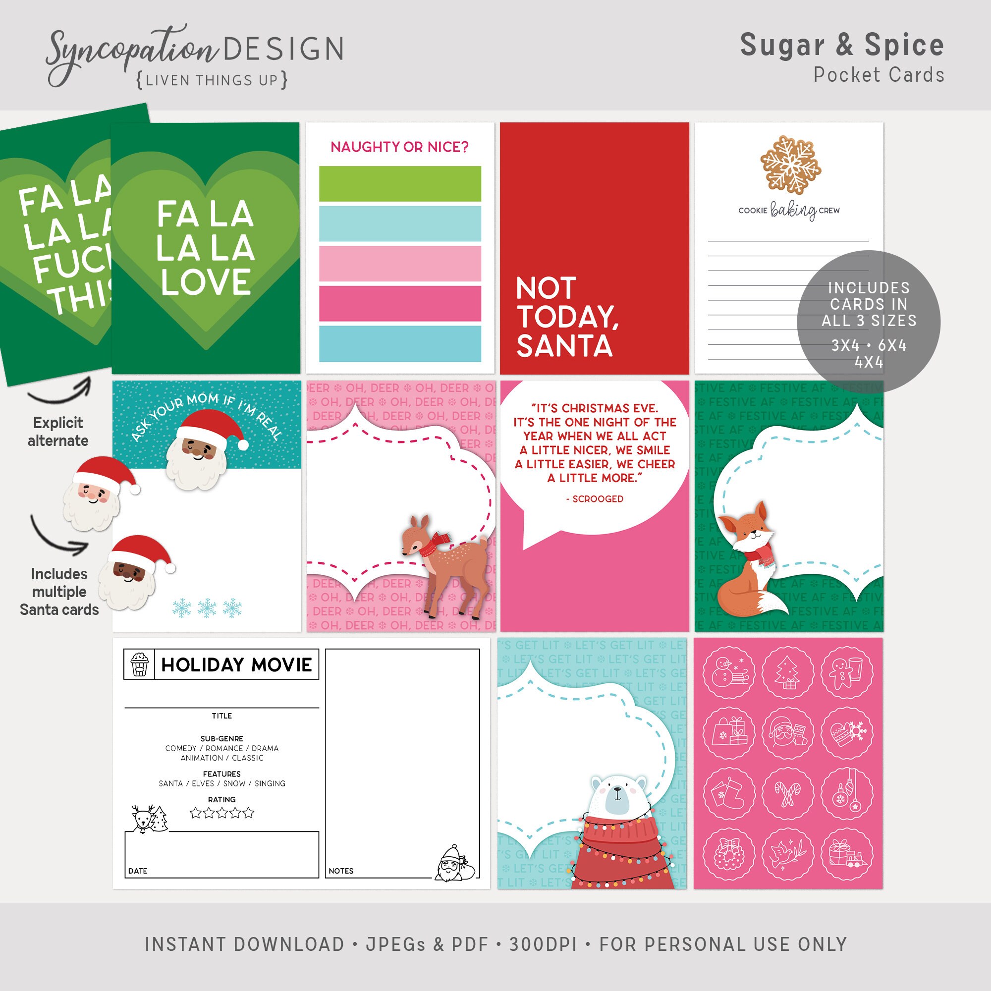 Pocket Cards Sugar & Spice : Digital Scrapbooking Project - Etsy