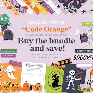Bundle | Code Orange : Digital Scrapbooking Kit • Journaling • Ephemera • Cardmaking  (102 pieces)