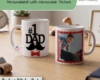 No1 Dad photo frame mug, Custom picture coffee cup, Father’s Day gift