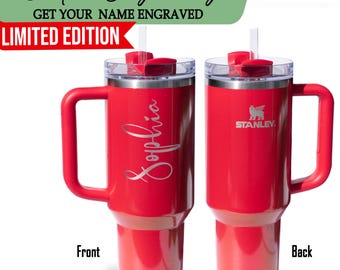 Personalisierter 40 Unzen Edelstahlbecher - Red Leckerer Edelstahlbehälter mit Griff und Strohhalm