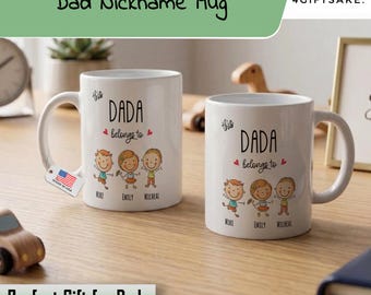 Personalized Doodle Family Mug, Custom Dad Nickname Kids Names