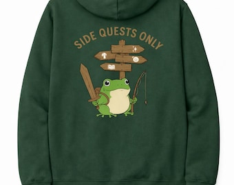 Frog Gaming Hoodie: Side Quests Only Graphic Sweatshirt