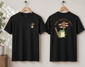 Frog Adventurer T-Shirt, Side Quests Only Gamer Tee, RPG Graphic Shirt