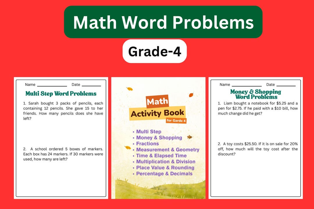 Grade 4 Math Word Problems Worksheets | 80 Engaging Problems With ...