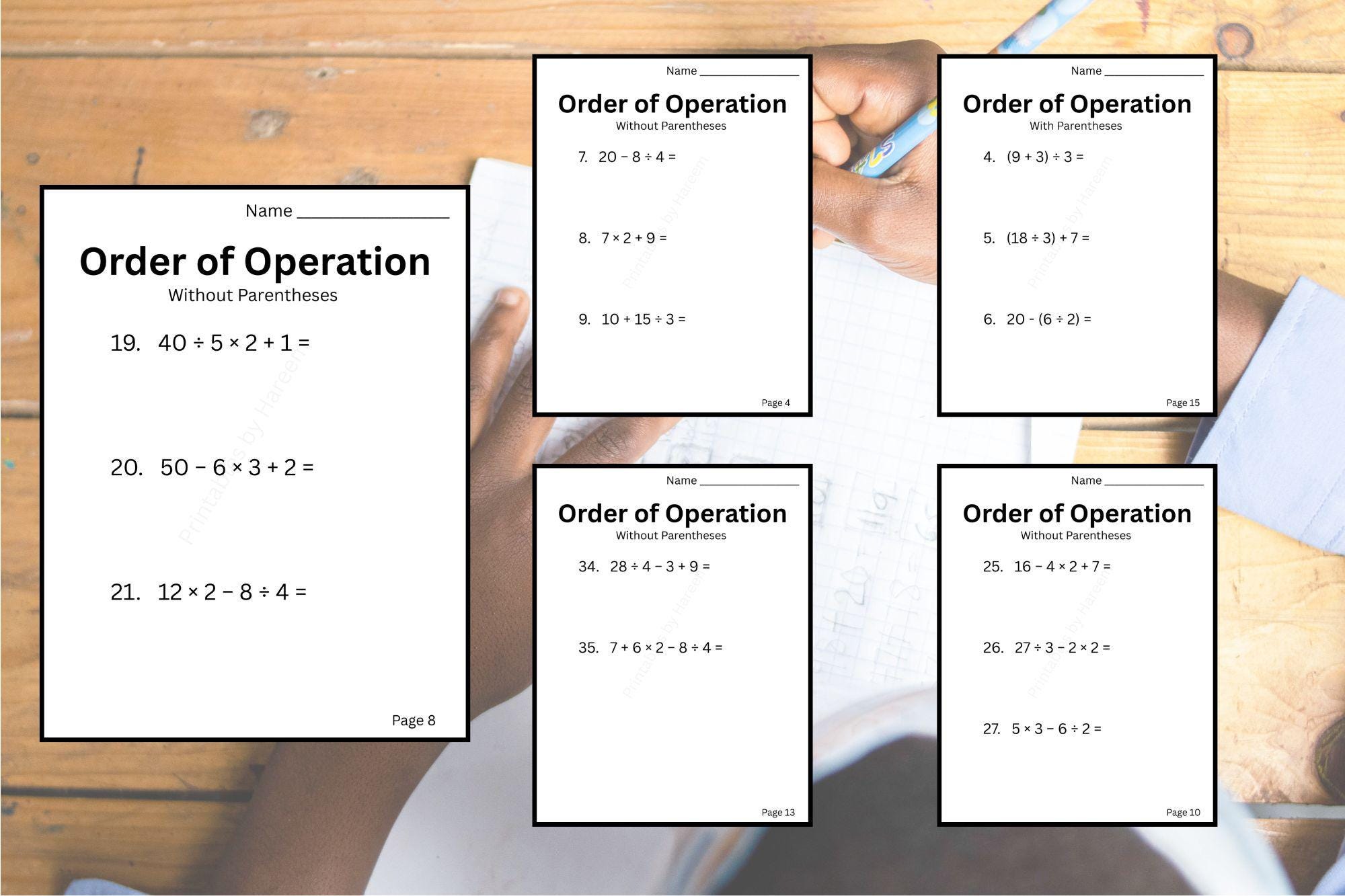 Dmas Math Questions Grade 5 Math Worksheets | 100 Order of Operations DMAS Problems (PDF ...