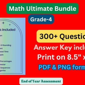 4th Grade Math Assessment Worksheets : 300+ Questions, Test Prep (PDF ...