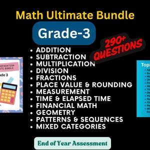 Grade 3 Math Worksheet Bundle: 290+ Practice Questions (Printable PDF)