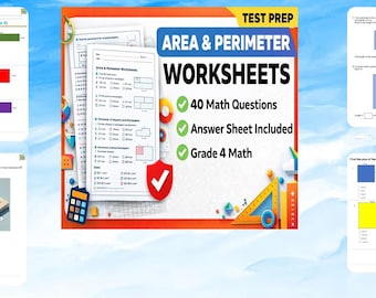 4th Grade Math Worksheets: Area & Perimeter Word Problems | 40 Questions | Printable PDF | Answer Key | Back to School