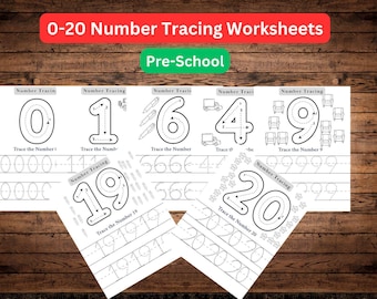 Number Tracing Worksheets 0–20 | Preschool Handwriting Practice | Kids tracing