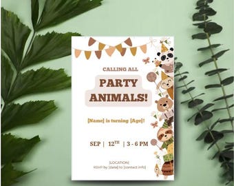 Party Animal Birthday Invitation_P003 – Editable Template for Birthday Boy or Girl
