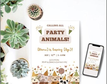 Party Animal Birthday Invitation_P002 – Editable Template for Birthday Boy or Girl