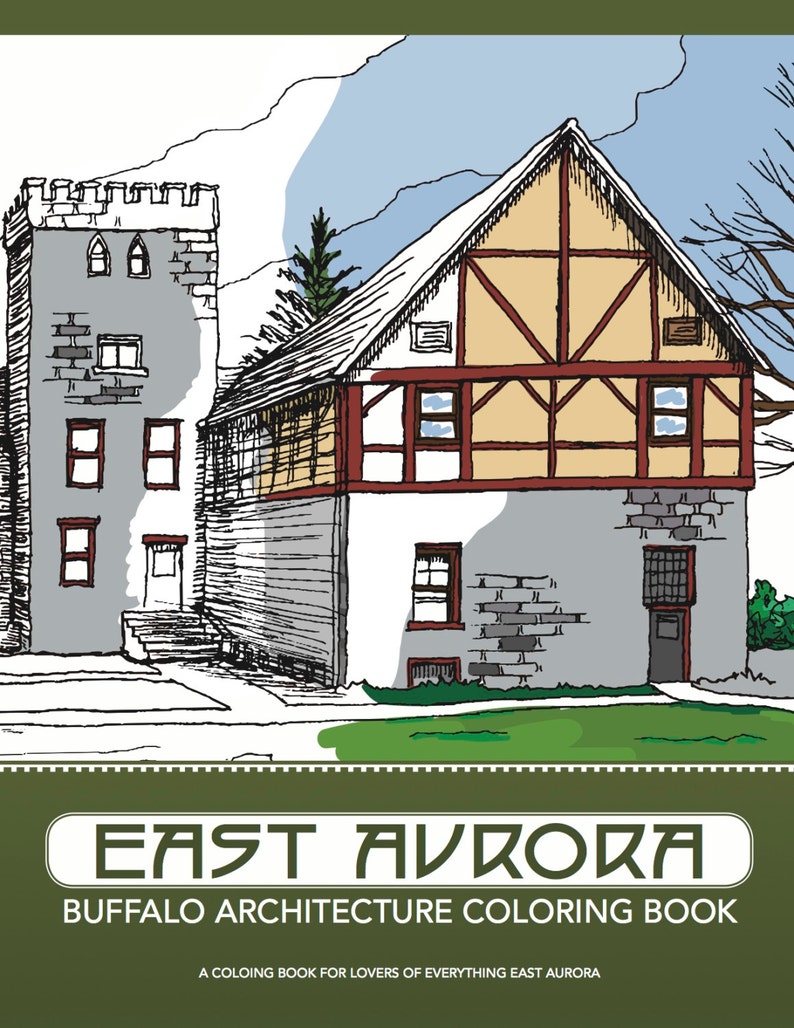 East Aurora Architecture Coloring Book Building Drawings by Dana Saylor image 1