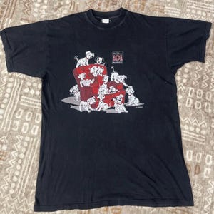 vintage disney 101 dalmatian XL zwart cartoon zeldzaam T-shirt