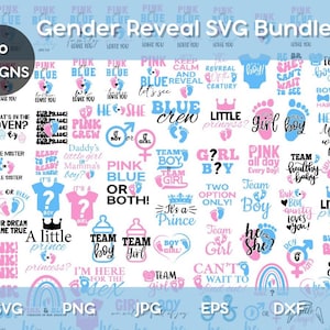 Gender Reveal Svg, Girl Or Boy Clipart, Baby Reveal Svg, Pink Or Blue svg, Baby Announcement, Digital Download, Team Boy svg.
