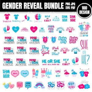 Gender Reveal Svg, Girl Or Boy Clipart, Baby Reveal Svg, Pink Or Blue svg, Baby Announcement, Digital Download, Team Boy svg.