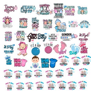 Gender Reveal Svg, Girl Or Boy Clipart, Baby Reveal Svg, Pink Or Blue svg, Baby Announcement, Digital Download, Team Boy svg.