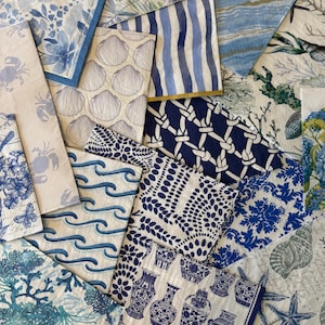 Decoupage Paper Napkins Bundle : Coastal, Floral, Tropical, Blue White Decor - Set of 3
